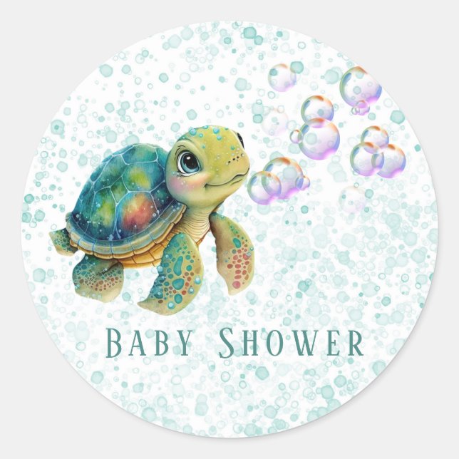 Aquarelldusche Kinderdusche Runder Aufkleber (Vorderseite)