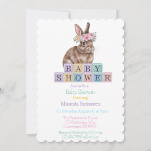 Aquarelldusche mit Blume Crown Babydusche Einladung