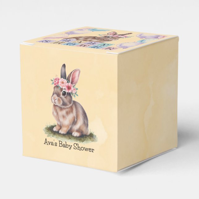 Aquarelldusche mit Blume Crown Babydusche Geschenkschachtel (Vorderseite)