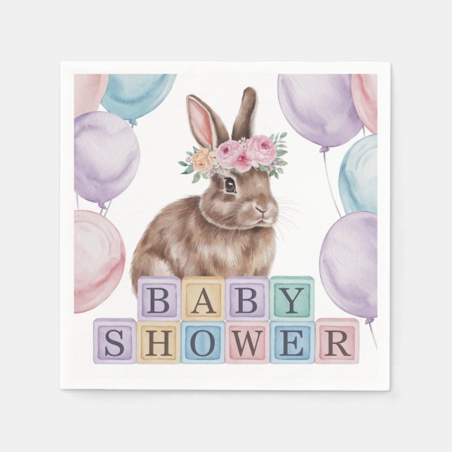 Aquarelldusche mit Blume Crown Babydusche Serviette (Vorderseite)