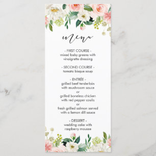 Aquarelle à fleurs blanches bleues Menu Mariage Fl