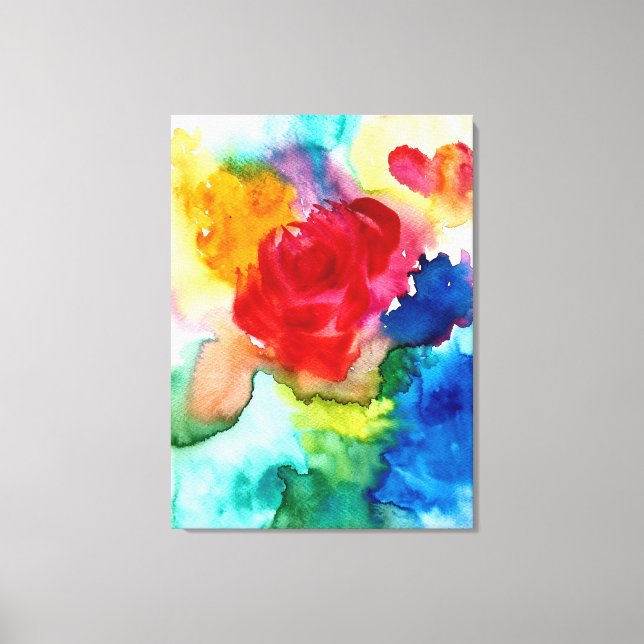 Aquarelle abstrait rose feuille de toile (Recto)