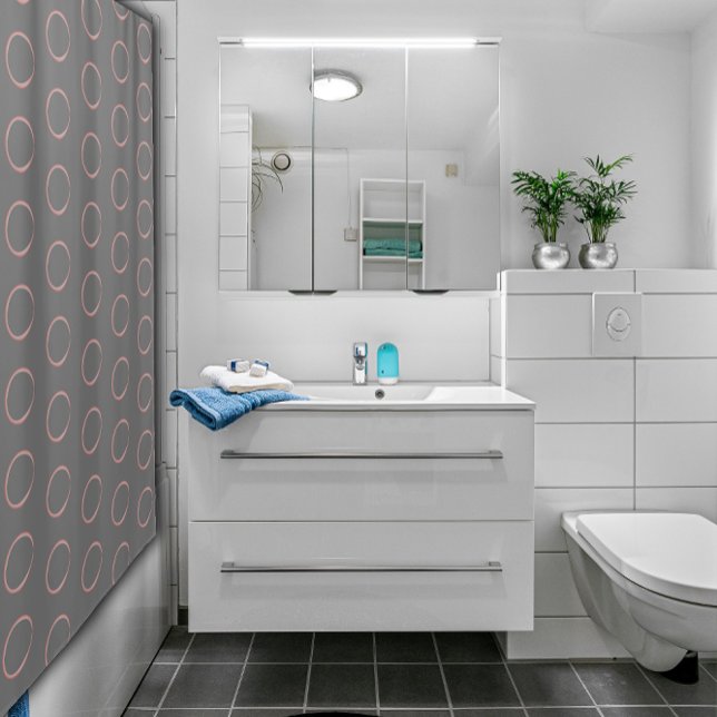 Aquarelle Abstraite cercle rose rideau de douche (Créateur téléchargé)