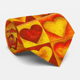 Aquarelle Abstraite Coeur Coeurs rouges Cravate d'