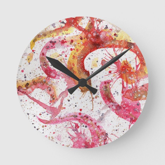 aquarelle abstraite murale acrylique horloge (Recto)