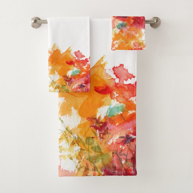 Aquarelle Abstraite orange et blanche Florale 2 (En situation)