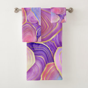 Aquarelle Abstraite rose turquoise lavande agate