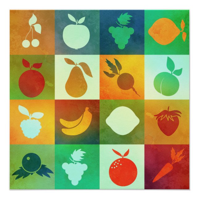 Aquarelle affiche de fruits et légumes (Devant)