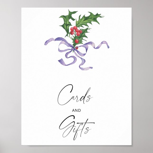 Aquarelle affiche des cartes et des cadeaux d'hive (Devant)