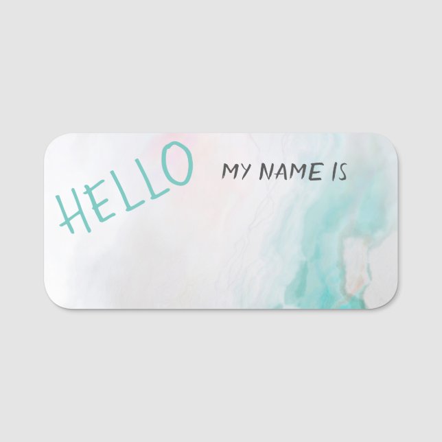 Aquarelle Agate Hello Wiederverwendbar Namensschild (Vorderseite)