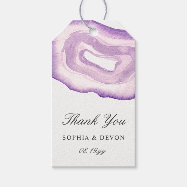 Aquarelle Agate Mariage - Étiquettes cadeaux | Lav (Devant)