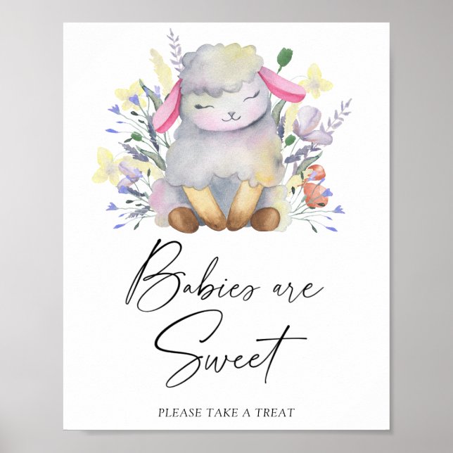 Aquarelle agneau - les bébés sont poster (Devant)