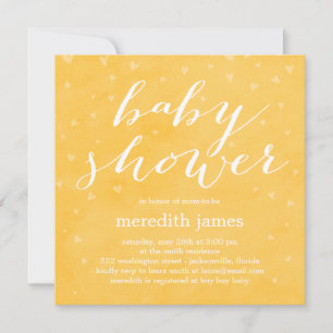 Aquarelle Amour Baby shower Invitation - Citron