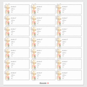 Aquarelle Ananas Étiquettes de adresse invités