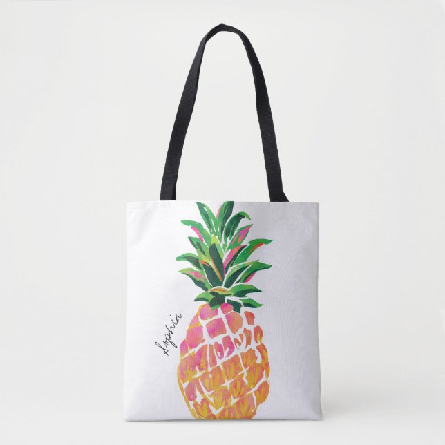 Aquarelle ananas Sac fourre-tout personnalisé (Devant)