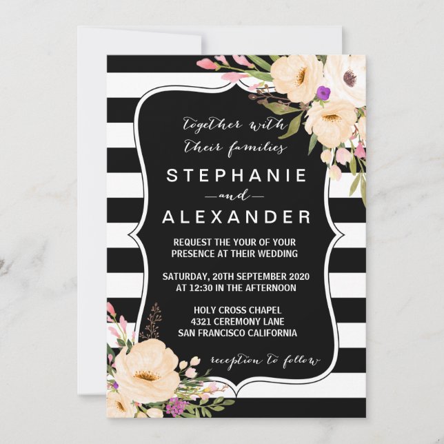 Aquarelle Anemone Blooms Faire-part de mariage (Devant)