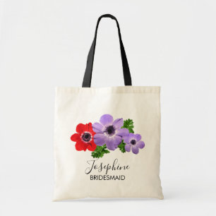 Aquarelle Anemone Floral Bridesmaid Sac fourre-tou
