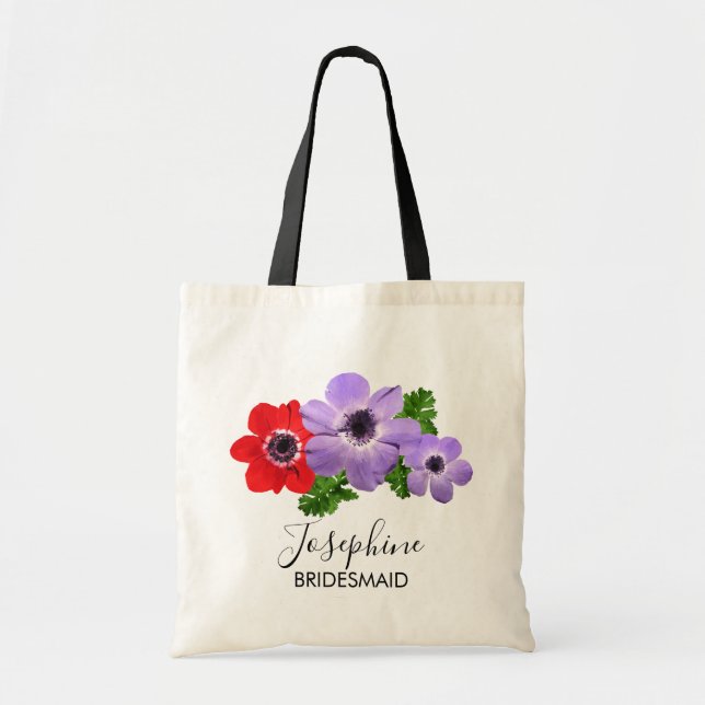 Aquarelle Anemone Floral Bridesmaid Sac fourre-tou (Devant)