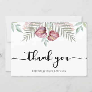 Aquarelle Anthurium Floral Carte de remerciements