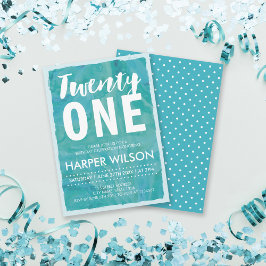 Aquarelle Aqua Blue 21ème anniversaire Invitation