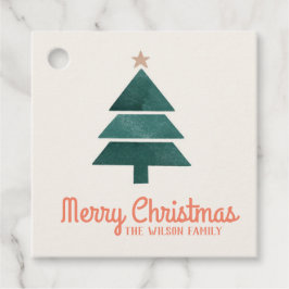 Aquarelle Arbre de Noël Favoriser les étiquettes