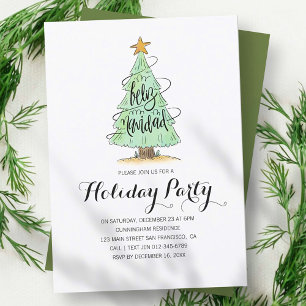 Aquarelle Arbre de Noël Fête Invitation