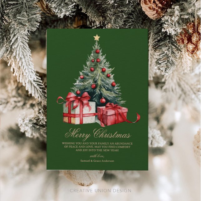 Aquarelle Arbre de Noël non photo Carte de Noël (Créateur téléchargé)