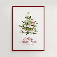 Aquarelle Arbre de Noël Vacances Non Carte photo
