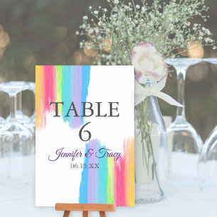 Aquarelle arc-en-ciel Élégant Numéro de table de m