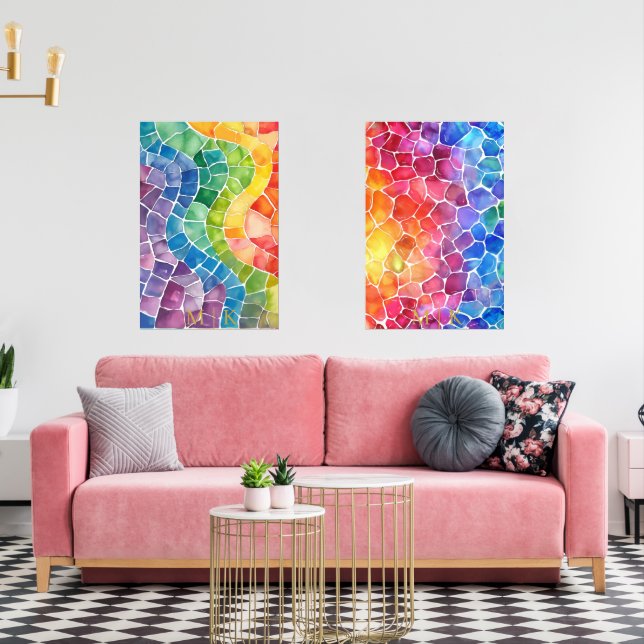 Aquarelle Arc-en-ciel en verre (Salon)
