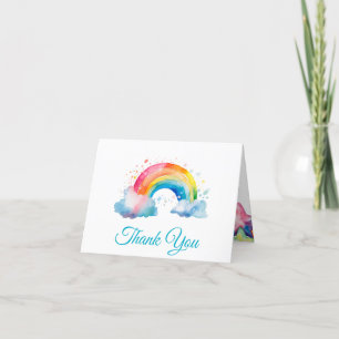 Aquarelle arc-en-ciel et étoiles Carte de remercie