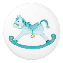 Aquarelle art aqua rocking cheval bouton