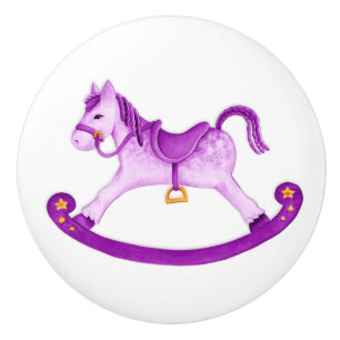 Aquarelle art violet rocking cheval bouton