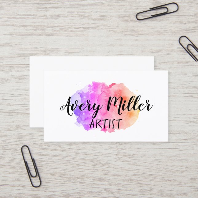 Aquarelle artistique Cartes de visite (Devant/Arrière en situation)