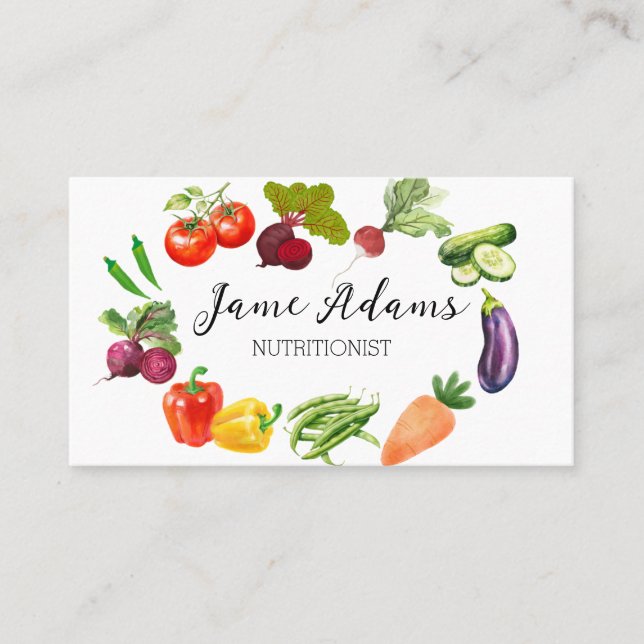 Aquarelle Artistique Légumes Carte de visite (Devant)