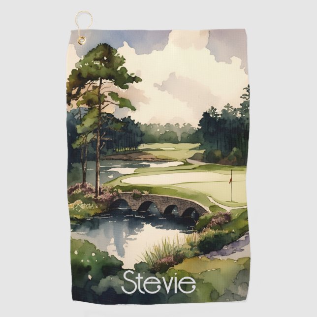 Aquarelle artistique terrain de golf serviette de  (Devant)