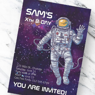 Aquarelle astronaute dans l'espace Invitation d'an