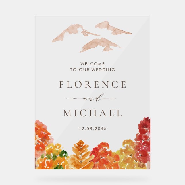 Aquarelle Automne Bois Mariage de automne Bienvenu (Recto)