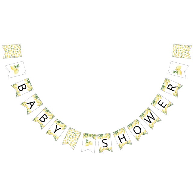 Aquarelle Baby shower de citron drapeaux (Tout)