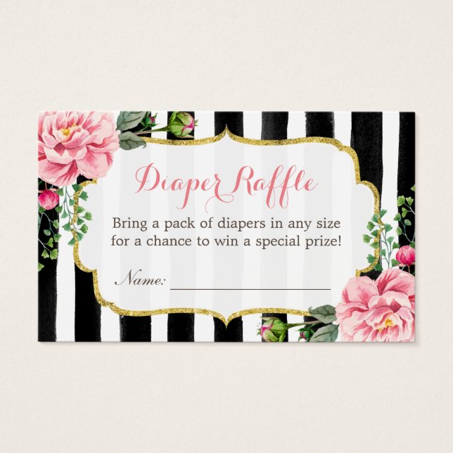 Aquarelle Baby shower floral Déchets rabat Billet (Devant)