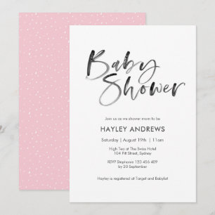 Aquarelle Baby shower invitation rose