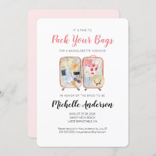 Aquarelle Bagage Bachelorette Invitation Week-end