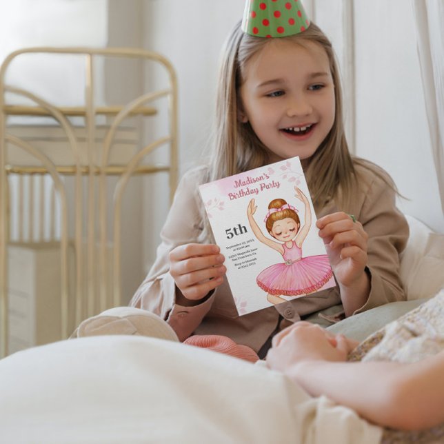 Aquarelle Ballerina Invitation Anniversaire (Créateur téléchargé)