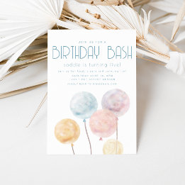 Aquarelle Balloon thème Anniversaire Invitation de