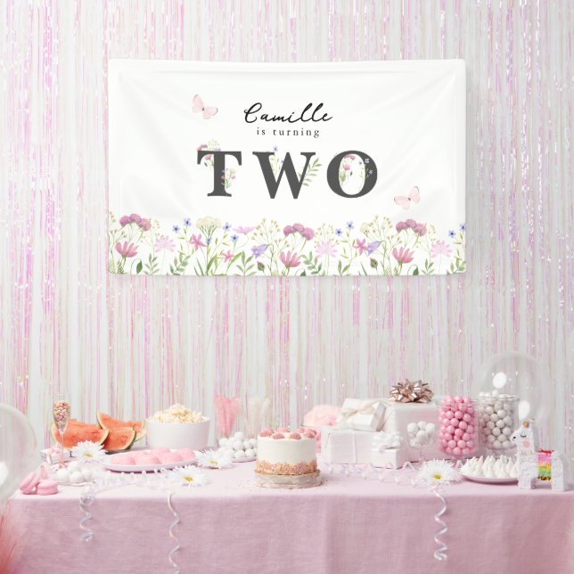 Aquarelle Bannière d'anniversaire de Little Fleur  (Fête)