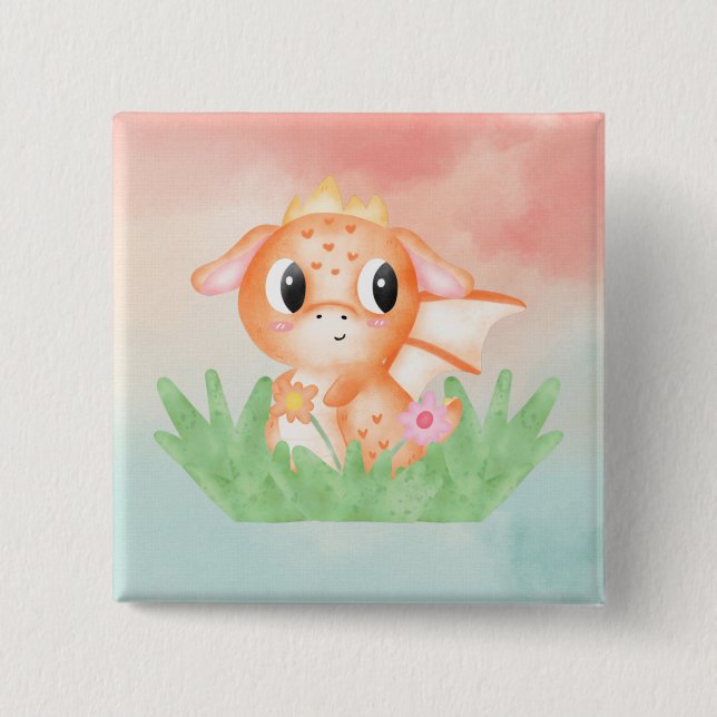 Aquarelle Bébé Belle Dragon Badge (Devant)