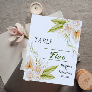 aquarelle Beige Delicate Numéro de table