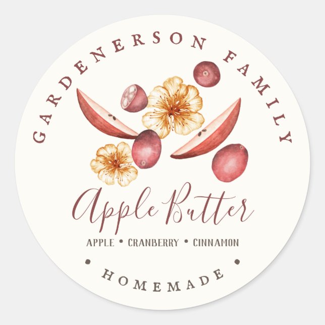 Aquarelle Beurre d'Apple Sticker rond classique (Devant)