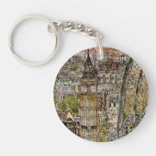 Aquarelle Big Ben des destinations   et oeil de