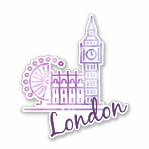 Aquarelle Big Ben London Sticker - British Travel